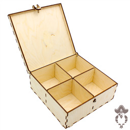 Деревянная коробка 4 секции (мармелад/орехи~500gr)