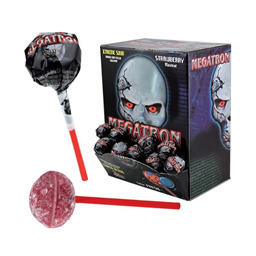 Леденцы со жвачкой Мегатрон Клубника 144 гр