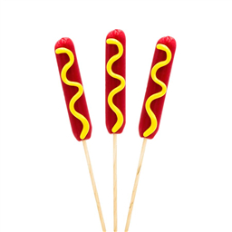 Сосиска с горчицей (чупа-чупс), 1шт